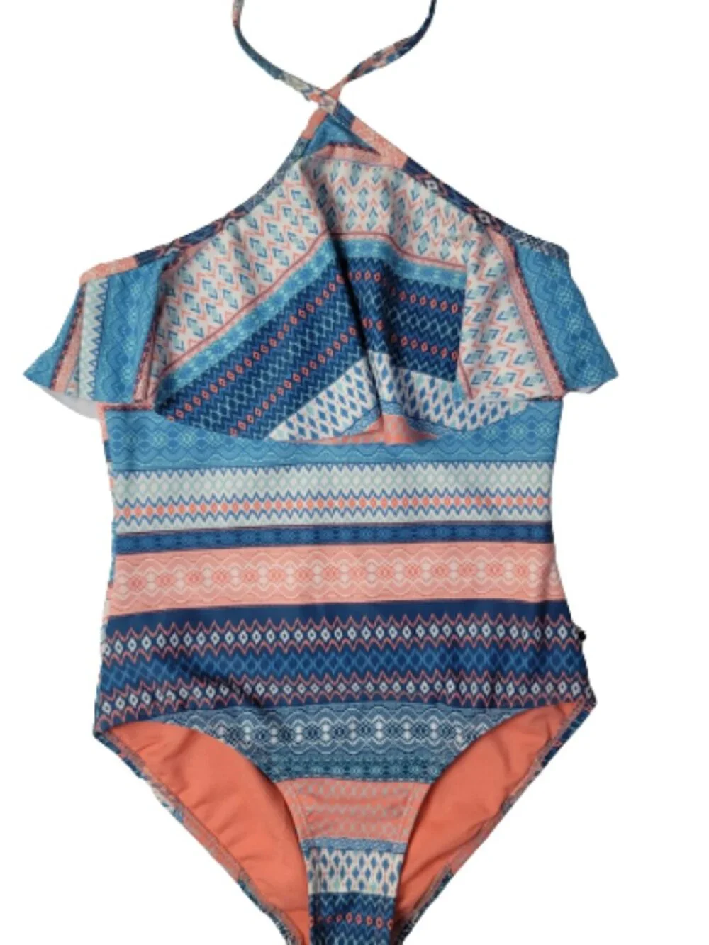 Lucky Brand Girls One Piece Swimsuit Geometric Print Size M 8/10 NWT